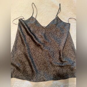 Vince Brown Floral Jacquard Satin Camisole